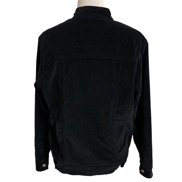 Quacker Factory Corduroy Rhinestone Jacket Size S Black Edgy Trucker Biker Sexy - Picture 2 of 12